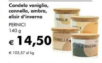 Percini candela vaniglia, cannella, ambra, elisir d'inverno