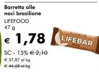 NaturaSì Lifefood barretta alle noci brasiliane offerta