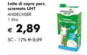 NaturaSì Latte di capra parzialmente scremato a lunga conservazione bio 1000 g(ml) offerta