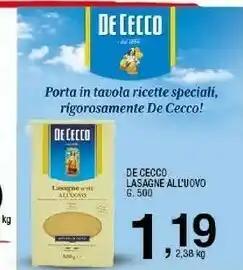 Sigma Lasagne all'uovo n. 112 500 g(ml) offerta