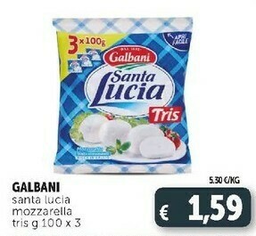 Deco Supermercati Mozzarella santa lucia tris 300 g(ml) offerta