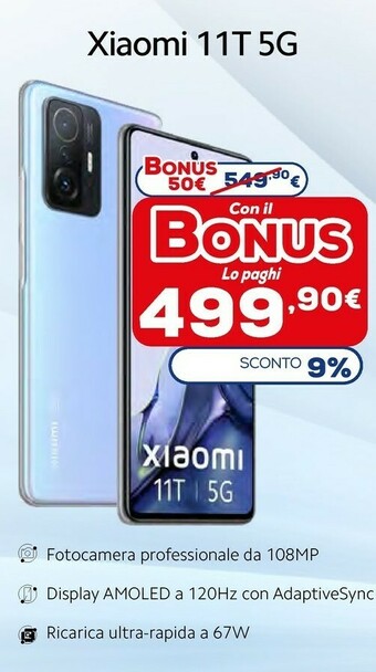 Euronics 11t 16,9 cm (6.67") doppia sim miui 12.5 5g usb tipo-c 8 gb 128 gb 5000 mah blu offerta