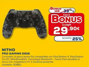 Euronics Nitho pro gaming desk offerta