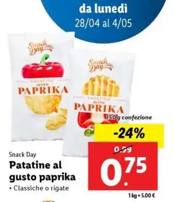 Lidl Snack Day Patatine al gusto paprika offerta