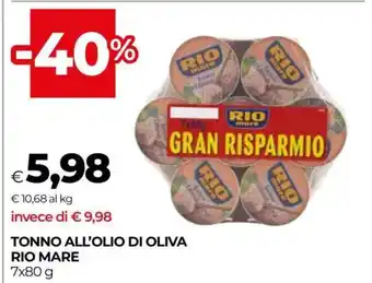 Coop Tonno all’Olio di Oliva Rio Mare offerta