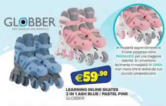 Giocheria Learning inline skates 2 in 1 ash blue / pastel pink globber offerta