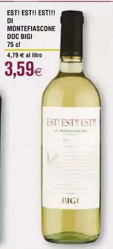 Coop EST! EST!! EST!!! DI MONTEFIASCONE DOC BIGI 75 cl offerta