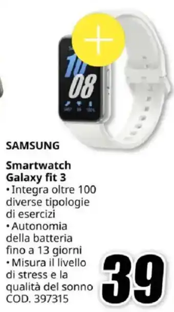 MediaWorld SAMSUNG Smartwatch Galaxy fit 3 offerta