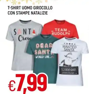 Famila T-Shirt Uomo Girocollo Con Stampe Natalizie offerta