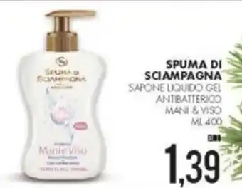 Al Discount Spuma di Sciampagna Sapone Liquido Gel Antibatterico Mani & Viso 400 ml offerta