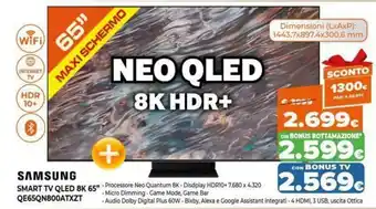 Expert Samsung Smart Tv Qled 8K 65" QE65QN800ATXZT offerta