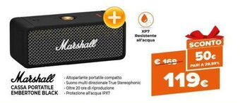 Expert Marshall Cassa Portatile Embertone Black offerta