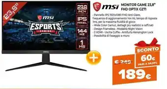 msi Monitor Game 23,8" FHD Optix G271