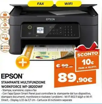 Expert Epson Stampante Multifunzione Workforce WF-2820DWF offerta