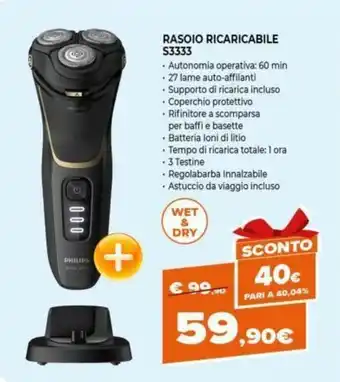 Expert Rasoio Ricaricabile S3333 offerta