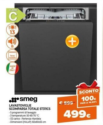 Expert smeg Lavastoviglie Scomparsa Totale ST311CS offerta