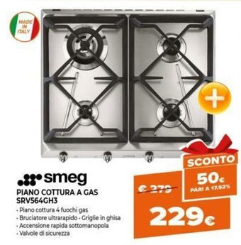 Expert smeg Piano Cottura A Gas SRV564GH3 offerta
