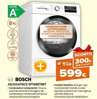 Expert Bosch Asciugatrice WTW85T08IT offerta