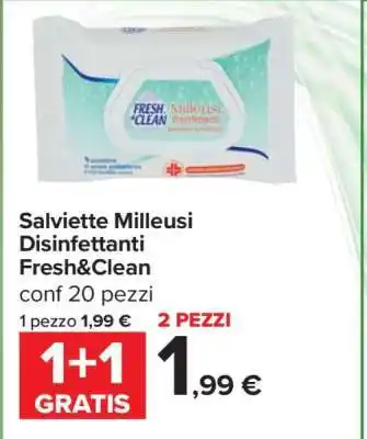 Carrefour Salviette Milleusi Disinfettanti Fresh&Clean offerta