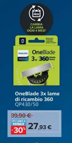 Carrefour OneBlade 3x lame di ricambio 360 QP430/50 offerta