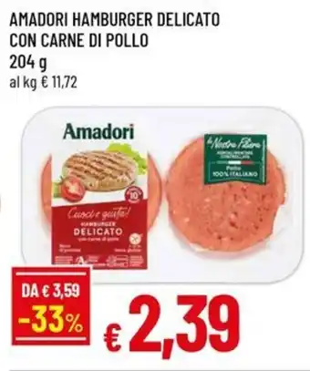 Famila Superstore Amadori hamburger delicato con carne di pollo offerta