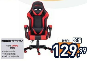 Unieuro Md-gc006-kr sedia per videogioco sedia da gaming per pc seduta imbottita nero, rosso offerta