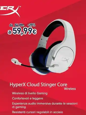 Unieuro Hyperx cloud stinger core wireless offerta