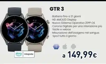 Unieuro Gtr 3 3,53 cm (1.39") 46 mm amoled nero gps (satellitare) offerta