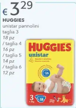 Acqua & Sapone Huggies unistar pannolini taglia 3 18 pz /taglia 4 16 pz /taglia 5 14 pz / taglia 6 12 pz offerta