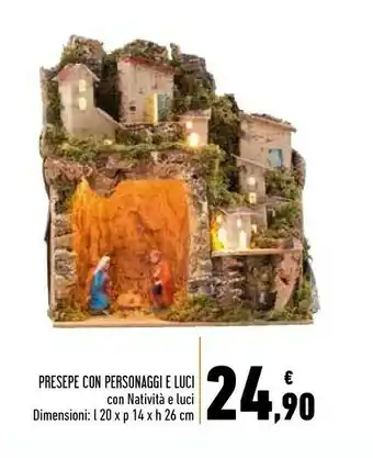 Presepe con personaggi e luci