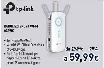 Unieuro Range extender wi-fi ac1900 offerta