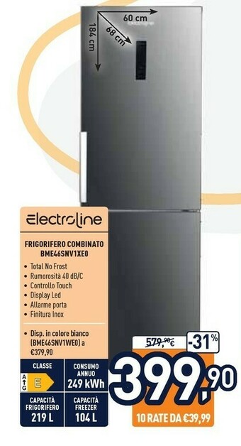 Unieuro Frigorifero combinato bme46snv1xeo offerta