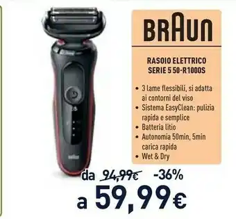 Unieuro Series 5 50-r1000s rasoio elettrico barba, rosso offerta