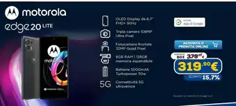 Euronics Tim motorola edge 20 lite 17 cm (6.7") doppia sim android 11 5g usb tipo-c 6 gb 128 gb 5000 mah grafite offerta