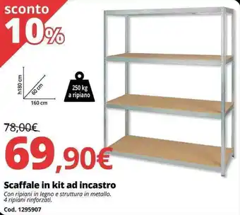Brico Io Scaffale in Kit ad incastro 4 ripiani offerta