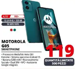 Comet Motorola smartphone G05 offerta