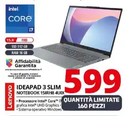 Comet Lenovo IDEAPAD 3 SLIM NOTEBOOK 15IRH8 4UIX offerta