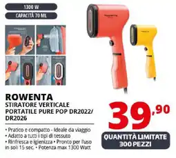 Comet Rowenta stiratore verticale portatile pure pop DR2022/ DR2026 offerta