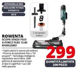 Comet Rowenta scopa senza filo x-force flex 13.60 RH9A32WO offerta