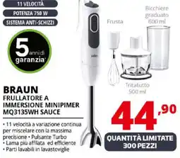 Comet Braun frullatore a immersione minipimer MQ3135WH sauce offerta