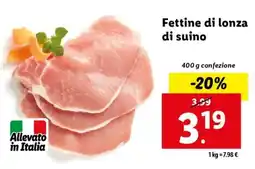 Lidl Fettine di lonza di suino offerta