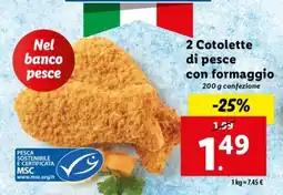 Lidl 2 cotolette di pesce con formaggio offerta