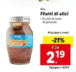 Lidl Nixe Filetti di alici offerta