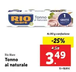 Lidl Rio Mare Tonno al naturale offerta