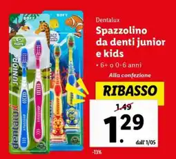 Lidl Dentalux Spazzolino da denti junior e kids offerta