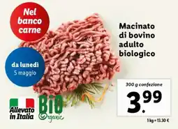 Lidl Macinato di bovino adulto biologico offerta