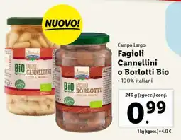 Lidl Campo Largo Fagioli Cannellini o Borlotti Bio offerta