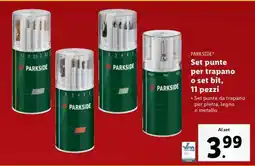 Lidl PARKSIDE Set punte per trapano o set bit, 11 pezzi offerta