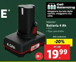 Lidl PARKSIDE Batteria 4 Ah offerta