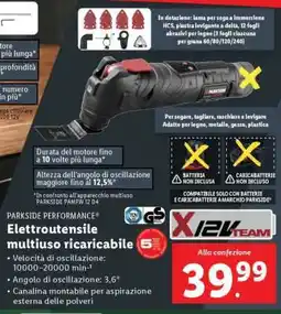 Lidl PARKSIDE PERFORMANCE Elettro utensile multiuso ricaricabile offerta
